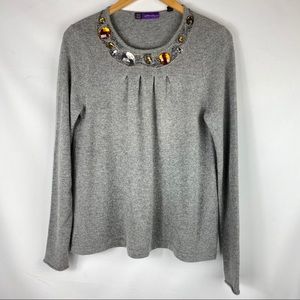 Saks Fifth Avenue Cashmere Grey Sweater Sz M